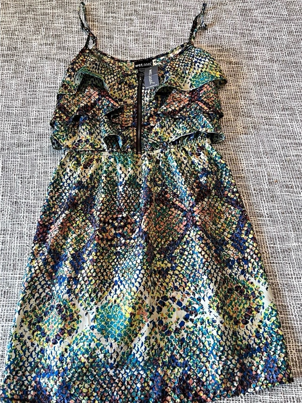 Wet Seal Blue Green Multi-Color Ruffle Sundress